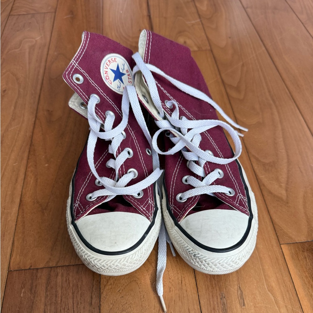 SOLD Converse Burgundy and White High Tops